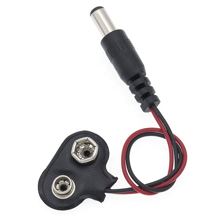 9V Battery Snap Clip Connector To DC Male 5.5x2.1mm Barrel Jack Power Cable for battery holders