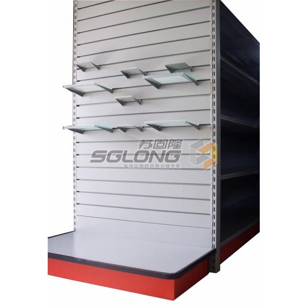 Slatwall Shelf Slot Supermarket Display Stands , Supermarket Display Shelving