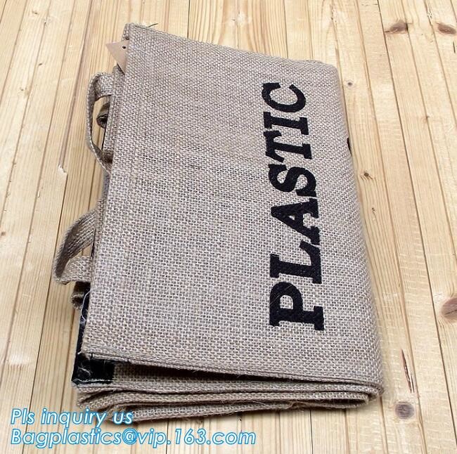 Fabric 3 sets Jute home organization storage basket/boxes stackable for household with cotton handle bagease package