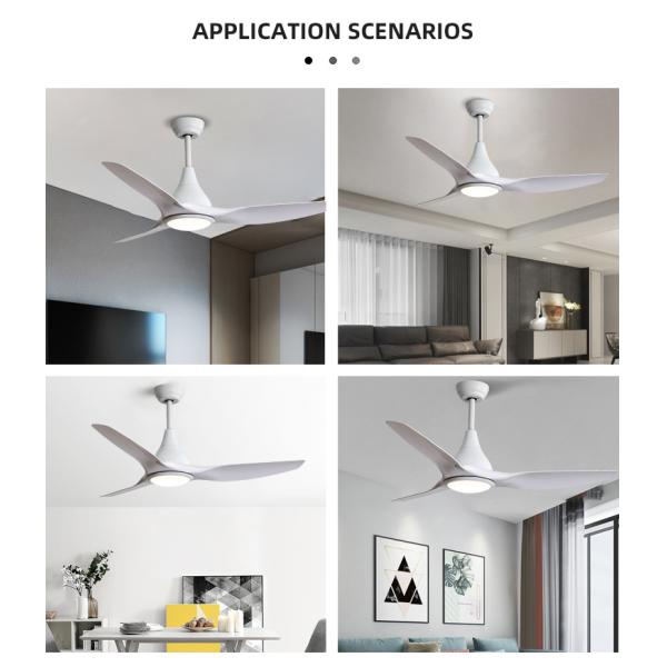 5 Speed 3CCT White ABS Blade Ceiling Fan For Restaurant 1500LM