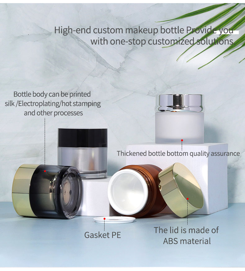 Industrial Cosmetic Luxury Black White Acrylic Plastic Double Wall Natural Body Scrub Container 50g 30g Jars With Lids