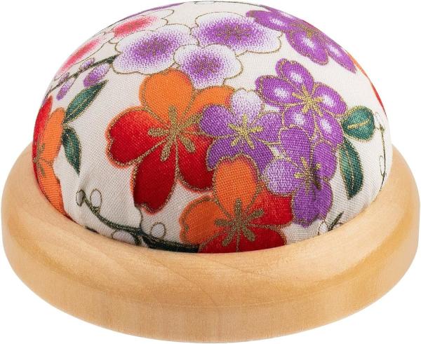 Quality Wooden Base Needle Pincushions Japanese Style Round Pin Cushion for Sewing Needle Holders or DIY Crafts for sale
