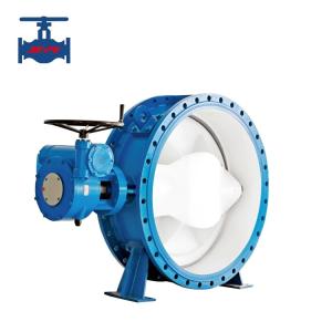 Ductile Iron Soft Seal Double Offset Butterfly Valve For Water Pipeline Use