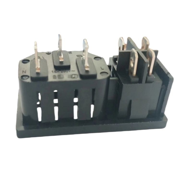 15A 250V Panel Mount IEC C14 Inlet Socket with Boat Shape Rocker Switch