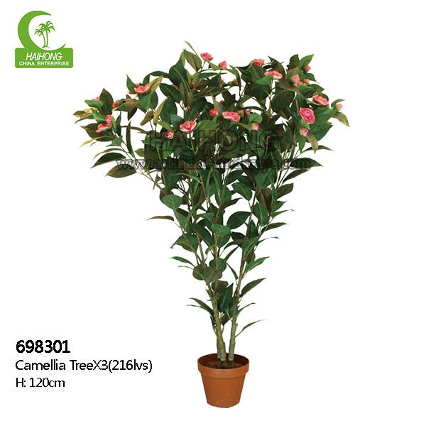 Quality Party Real Touch Artificial Plants 120cm Height Camellia Tree for sale