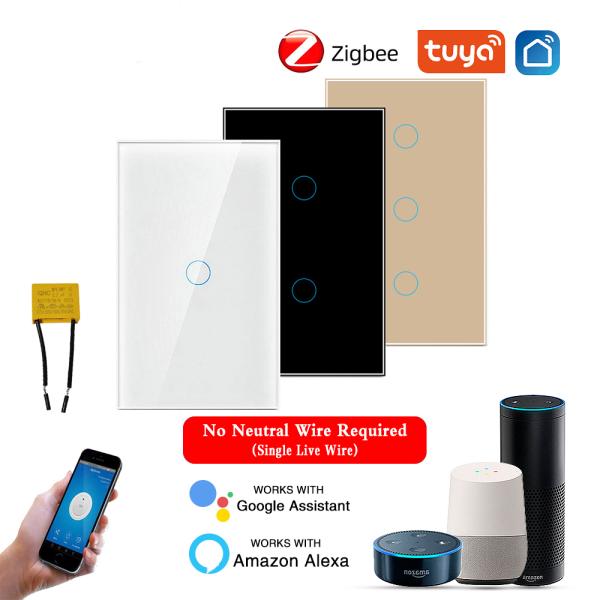 US/Brazil/Vietnam Standard 3Gang Effortless Wireless Zigbee Switch for Smart Home Control Support Google Assistant Voice