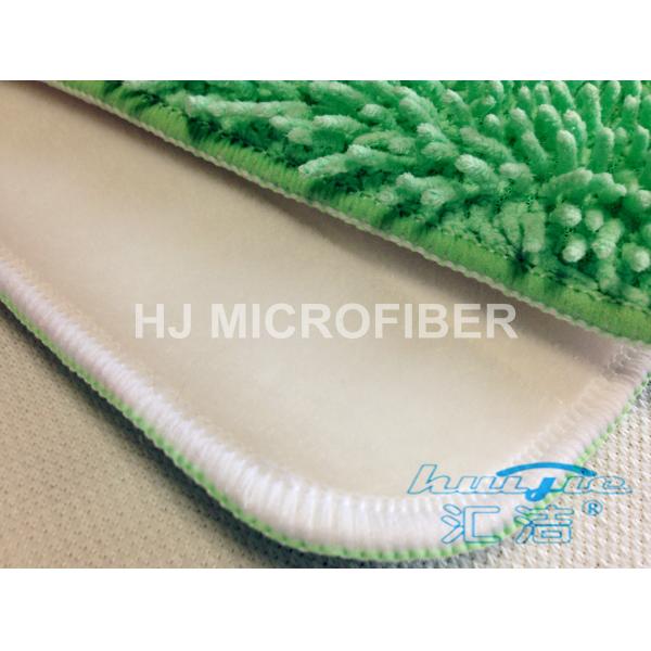 Easy Cleaning Green Microfiber Reusable Mop Pads / Chenille Mop Pad