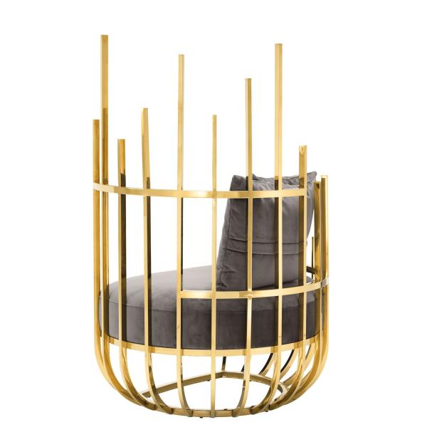 Eichholtz Santorini Velvet Single Sofa Chair Seater With Stainless Steel Frame And Legs