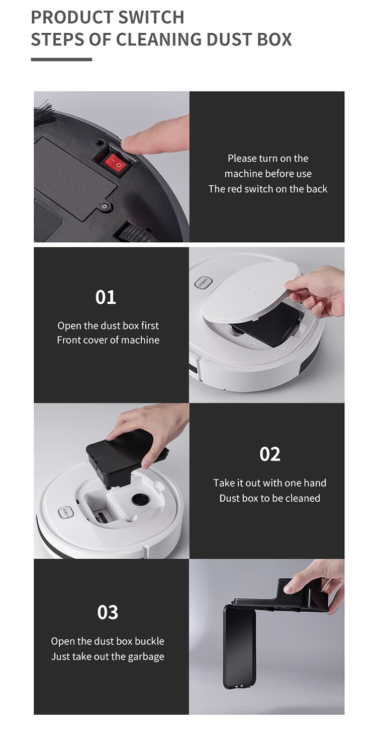 FCC Robot Vacuum For High Pile Carpet Outlet White Floor Mopping Robot