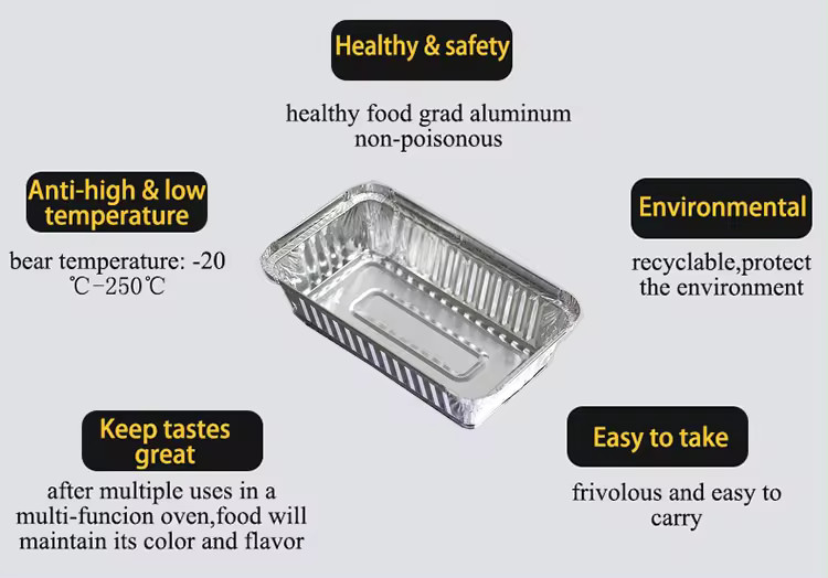 300ml Disposable Aluminum Foil Pan Rectangle Takeaway Food Packages Tinfoil Container With Lid