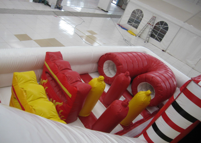 Fire Fighting Fun City Commercial Bounce House , High Slide Big Blow Up Bounce House