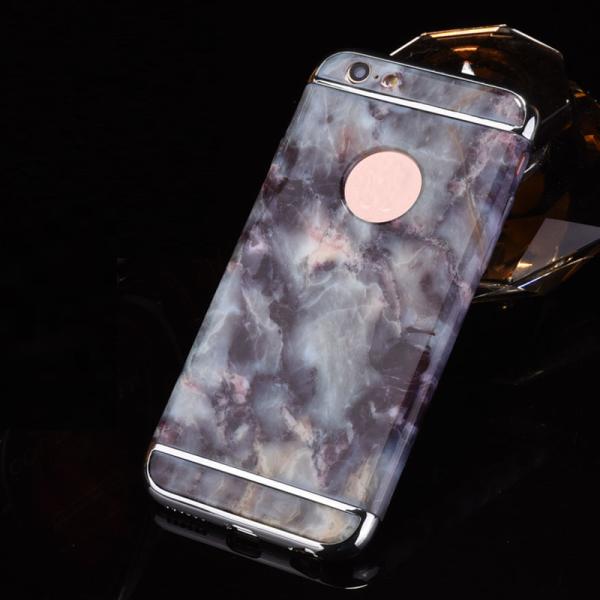 Hard PC 3 in 1 Plating Border Marble Lines Back Cover Cell Phone Case For iPhone 7 7 Plus 6 6s Plus