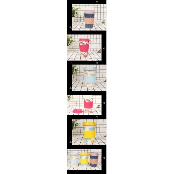 Multicolor Bamboo Fiber Coffee Mug 500ml Biodegradable Reusable Coffee Cups
