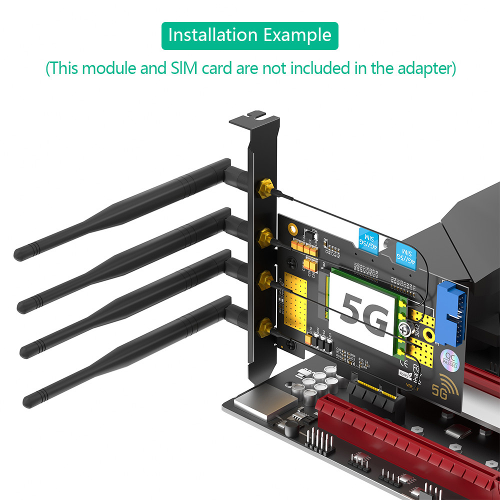 M.2 B key USB3.0 & PCIe dual bus interface 5G WWAN card Adapter Used for fast network connection