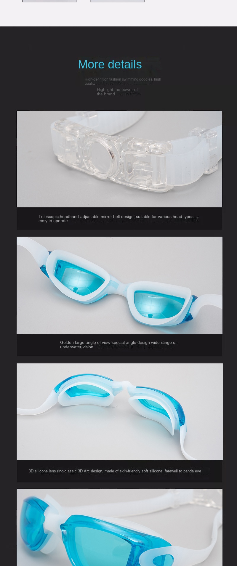 UV Resistance Adult Swimming Glasses Customized Anti Mist Swimming Goggles