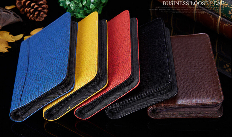 Pu Leather Manager folder notebook with zipper and Calculator