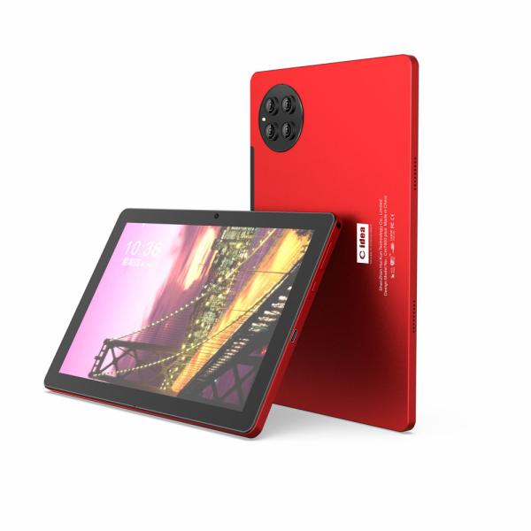 C idea Android Tablets Red 10 Inches Dual Cameras 512GB Large Storage Support
