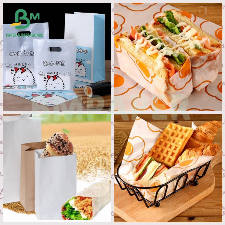 30gsm + 10gsm Oilproof PE Coated Deli Paper Bread Sandwich Paper
