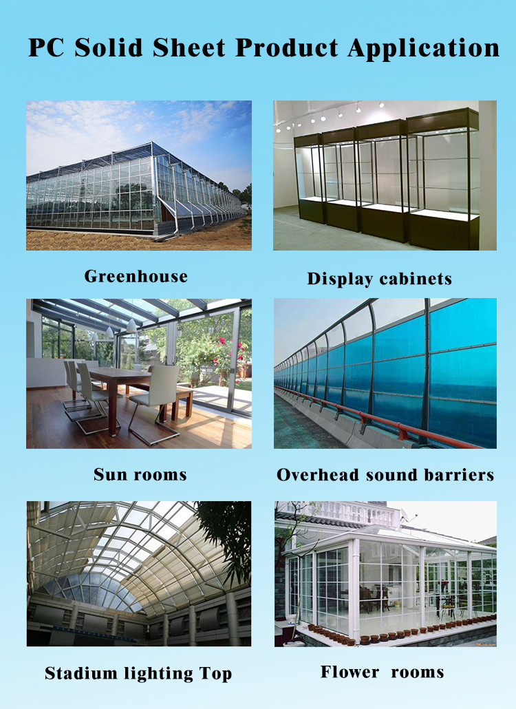 4mm 6mm 8mmSolid Polycarbonate Sheet Solid Greenhouse Polycarbonate Sheet Transparent Colorful Plastic Panel