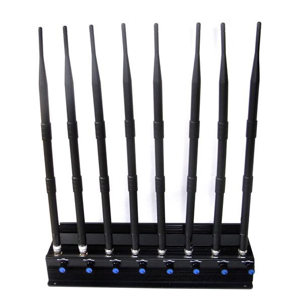 Quality Adjustable 8 Antennas High-power Cell phone 2.4G 5.8G 5.2G Wifi Jammer Signal Blocker for sale