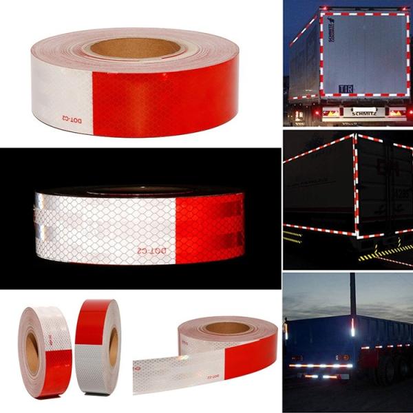 White Red Micro Prismatic Conspicuity DOT C2 Reflective Tape For Trucks