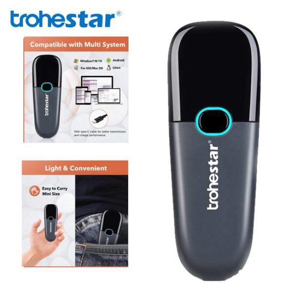 Trohestar 2200mAh 2.4G Bluetooth CCD Barcode Scanner
