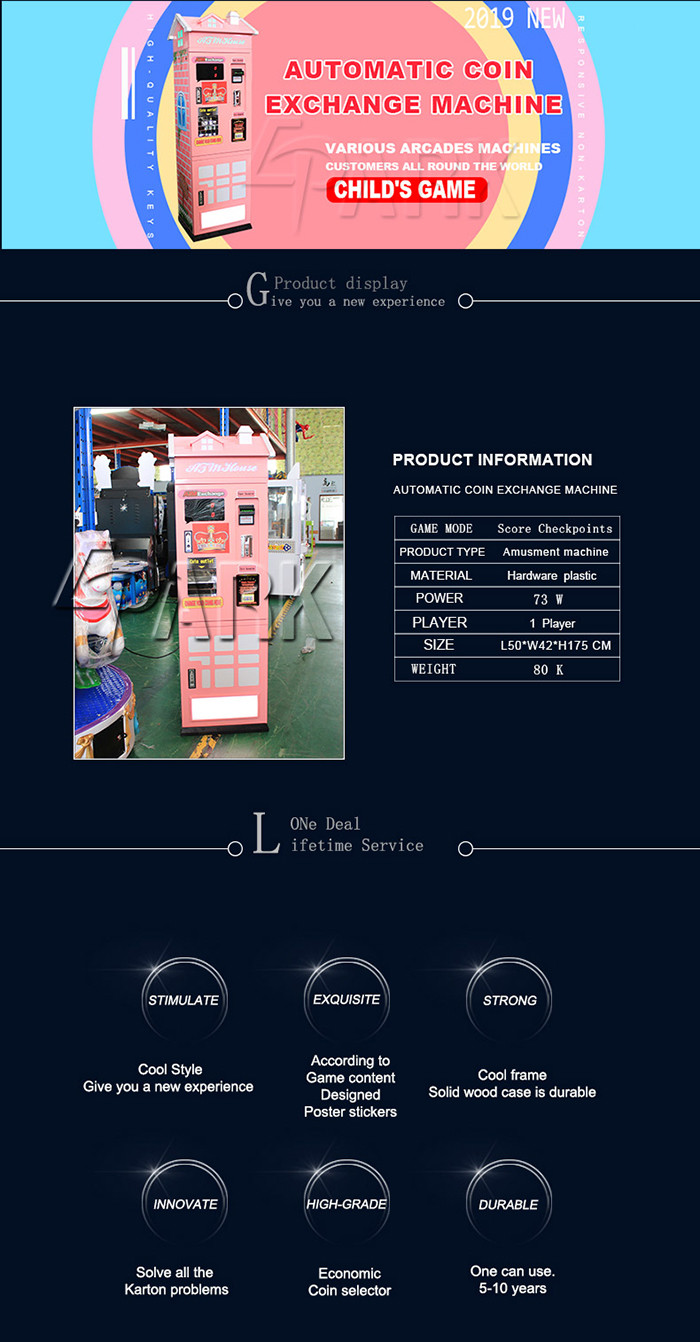 Customized Automatic Coin Change Machine Self-Service Token Vending Machine