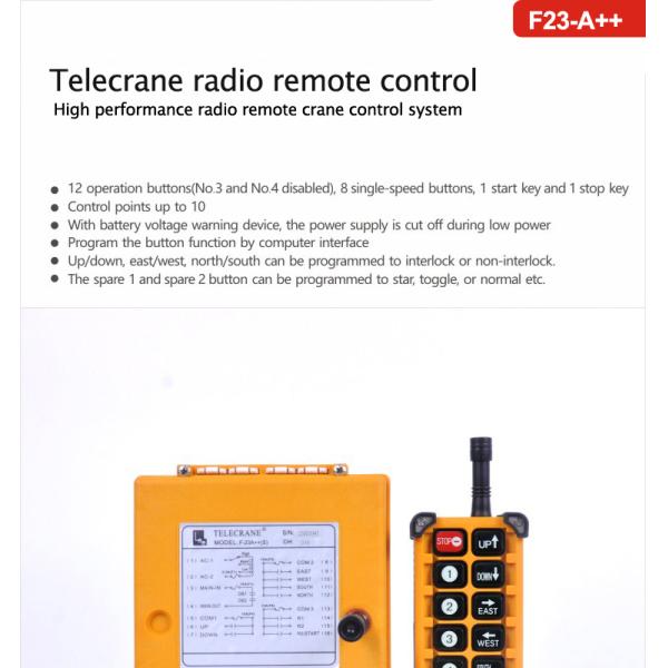 10 Push Button Telecrane F23A++ Wireless Radio Remote For Crane Overhead
