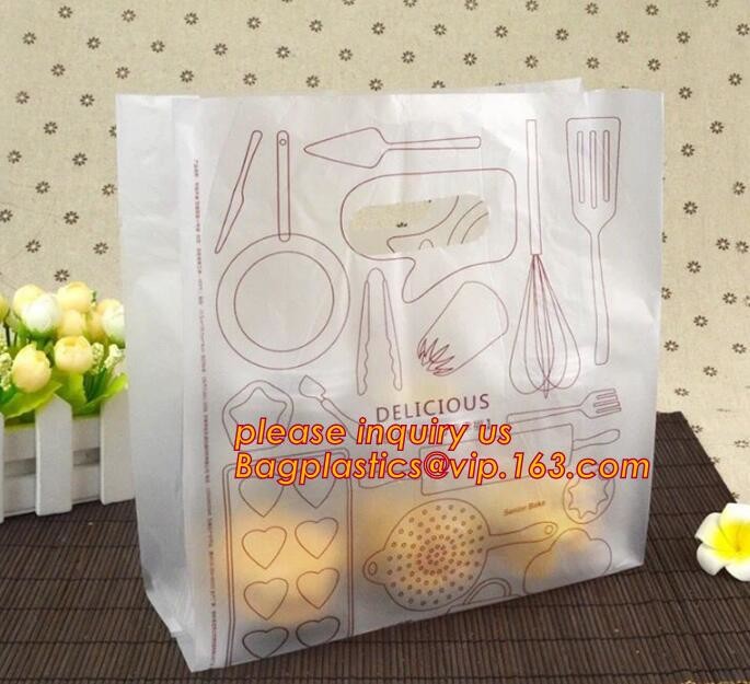 Promotional customized high quality soft loop plastic cloth bag,manufacturer custom soft loop handle polyethylene PE pla
