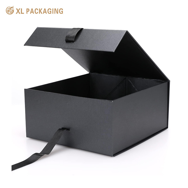 XL Packaging Custom Luxury Boxes Eco-friendly Black Gift Box With Lid For Presents With Ribbon And Magnetic Closure