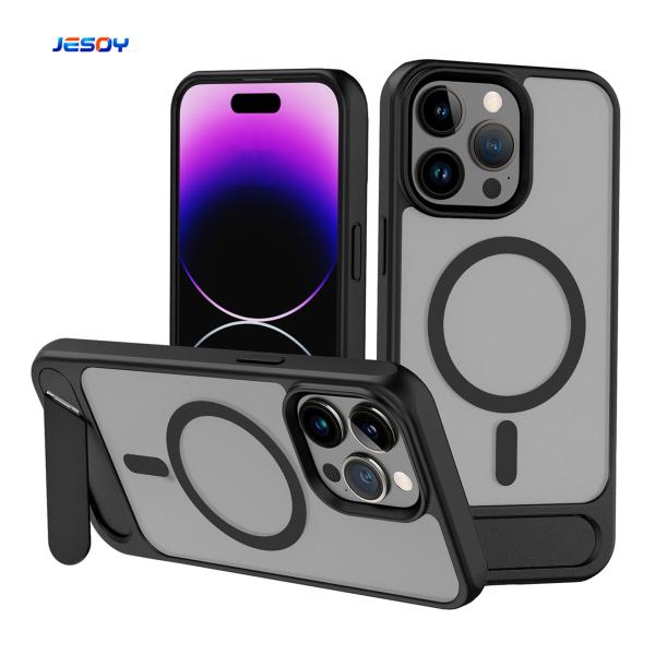 Quality Compatible Invisible Stand Magsafe Phone Case Shockproof Matte For iPhone 16 15 14 for sale