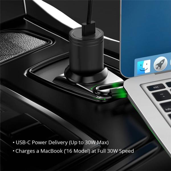 Car USB3.0 Charger for HUAWEI OPPO Compatible with QC, MTK,PD protocol support TYPE-C with deign patent