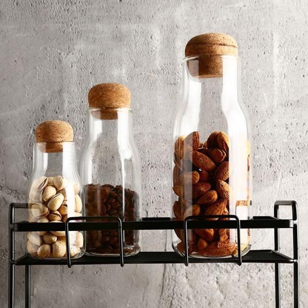 Cork Closure Borosilicate Glass Food Storage Jars
