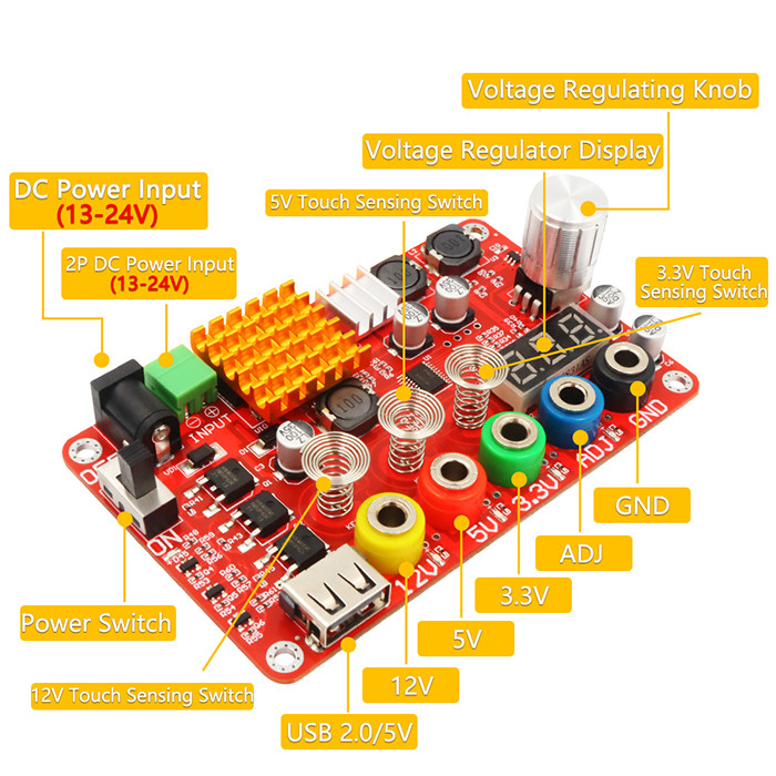 ATX Power Supply Breakout Board Case Kit With ADJ Adjustable Voltage Sensor Switch