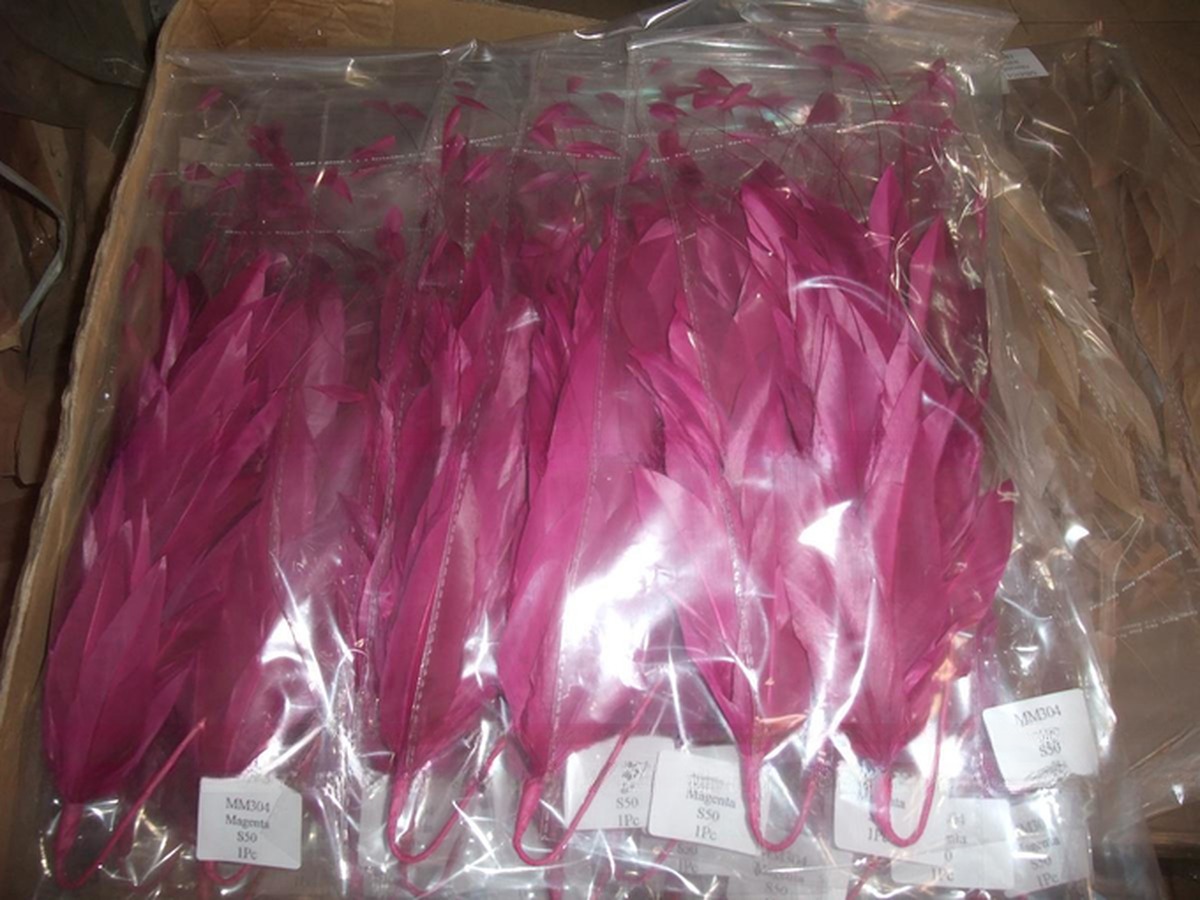 15*30 cm Goose Feather Millinery Supplies with Stripped Coque and Hackle Flower Mount