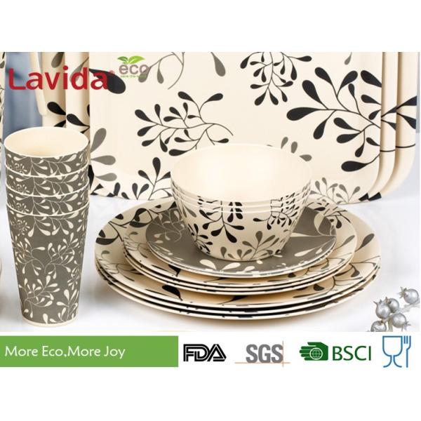 Modern Pattern Reusable Bamboo Dinnerware Durable Non - Fragile Formaldehyde Free