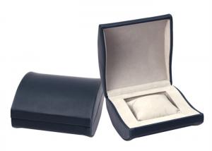 China Hand Made Wrist Watch Storage Box , Soft Grey Velvet Lining Mens Leather Watch Case wholesale
