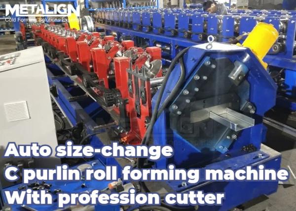 Quality Auto Size Change C Purlin Roll Forming Machine Price 15m/Min With Profession Cutter for sale