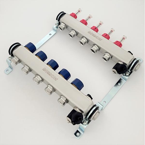 Stainless Steel Central Floor Heating Pipe Manifold , Pex Radiant Floor Heating Manifold Assembly