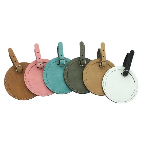 Custom Blank Sublimation Luggage Labels Travel Name Tag Double Sided Printing PU Leather Sublimation Luggage Tags