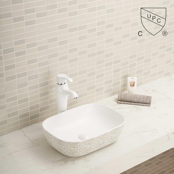 Solid Counter Top Bathroom Sink White Matt Glaze Color Ensure Smooth Surface