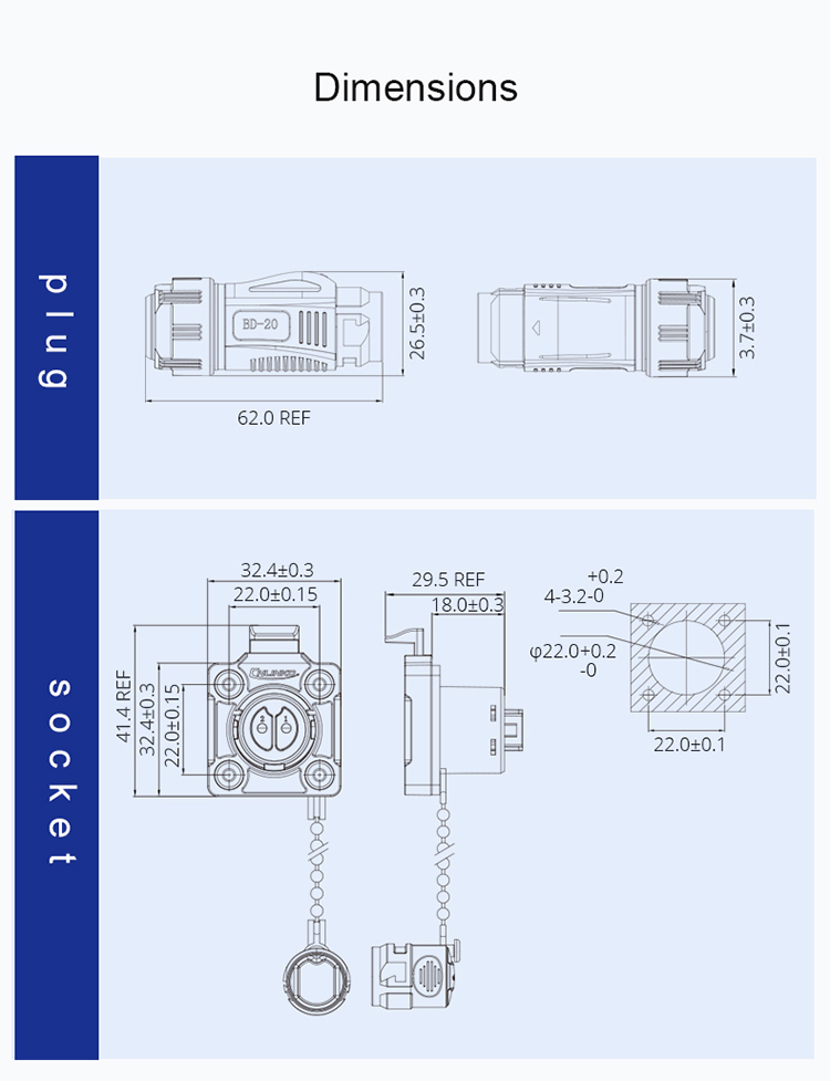 CNLINKO BD20 IP68 Industrial Waterproof Metal 7 Pin Round Male Female Connector