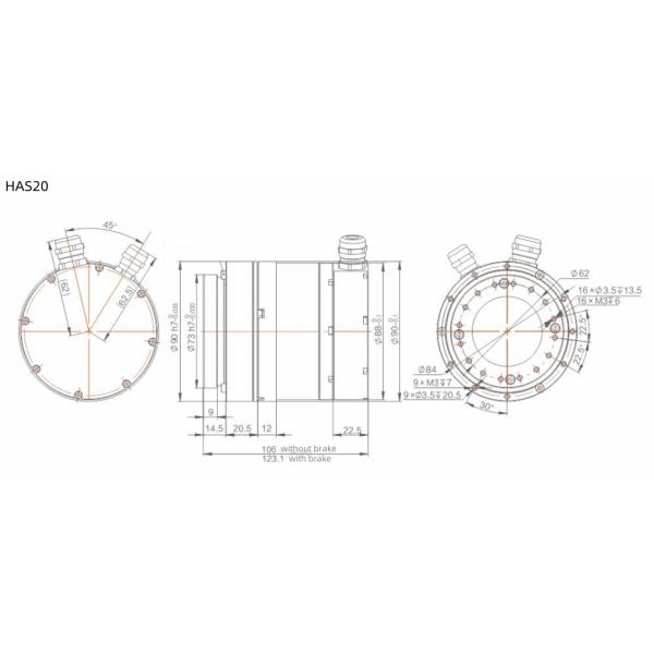 High Positional Accuracy Servo Rotary Actuator Robotic Arm Motor Side Outlet