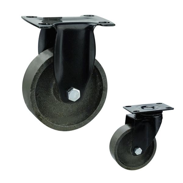 Cast Iron 75mm Top Rigid Plate Black Fork Medium Duty Casters for table