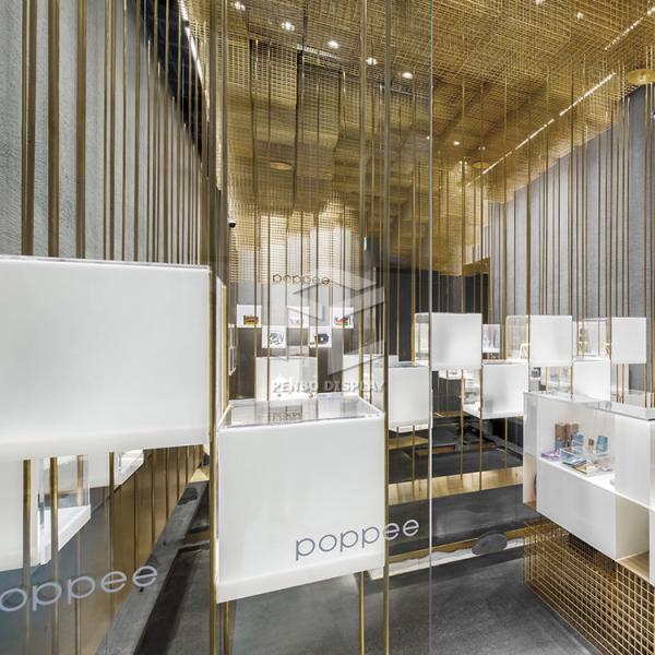 3D Rendering Jewelry Shop Furniture 10mm Thick Glass Jewellery Showroom Furniture Counter