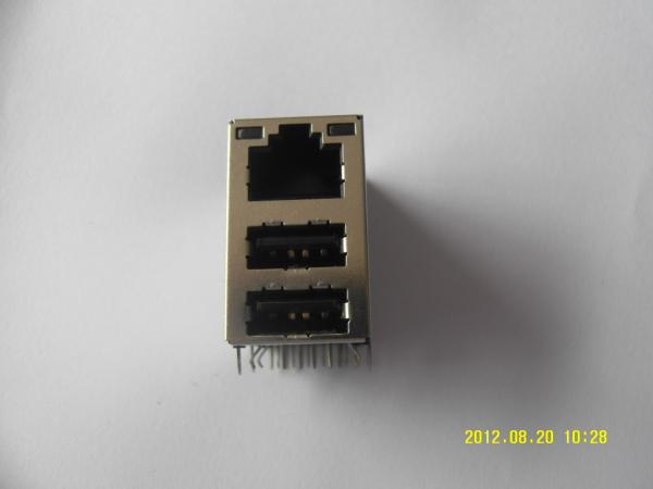Quality Gigabit Ethernet SFP Connector RJ45 Stacked With Double USB Port for sale