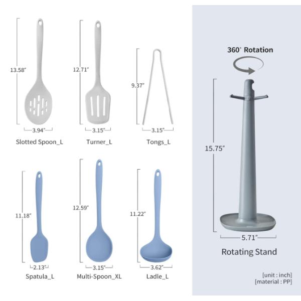 Silicone Cooking Utensils 7-Piece Set Non-Sticky, Heat-Resistant