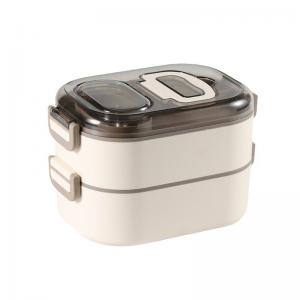 China Food-Grade PP Plastic And Stainless Steel Bento Box Stackable Leak-Proof Double Layer wholesale