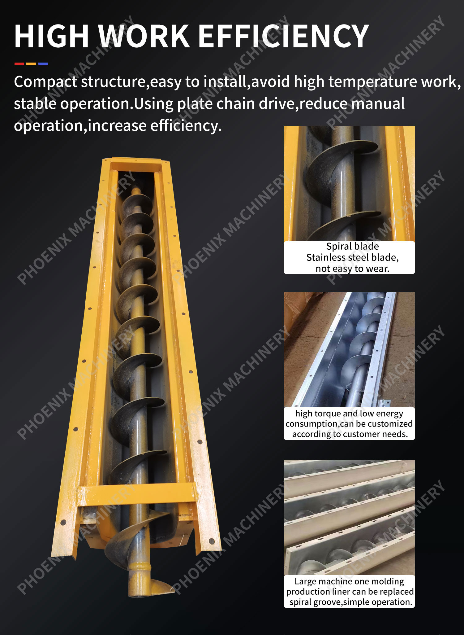 5000*350*460mm U Shape Grain Screw Conveyor for Wheat Corn Maize Rice Paddy Conveying