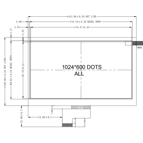 MIPI Smart LCD Module 7.0 Inch 1024×600 250nits 30 Pins EK79007 EK73217